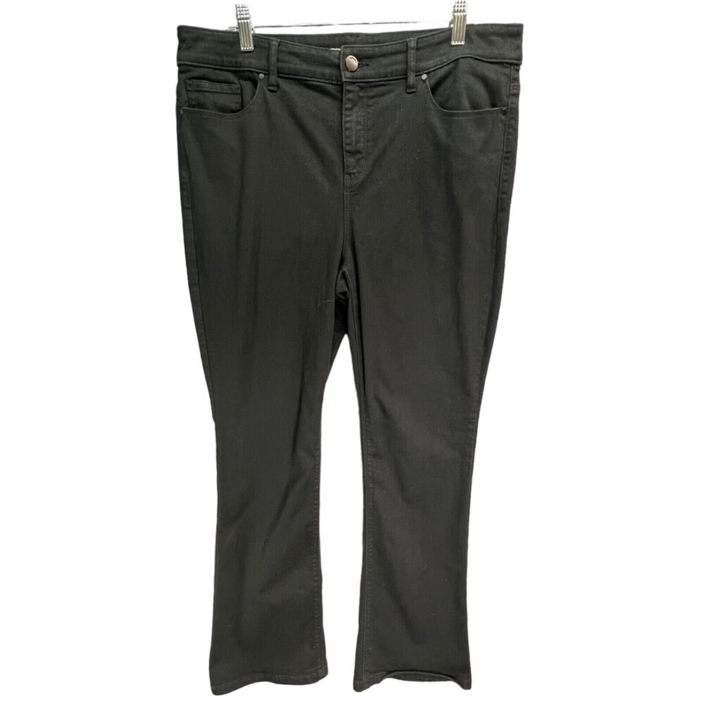 Chicos Platinum Barely Bootcut Jeans Women L 12 Black Slim Fit High Rise Comfort